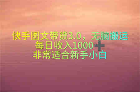 （10252期）快手图文带货3.0，无脑搬运，每日收入1000＋，非常适合新手小白-营销武器库