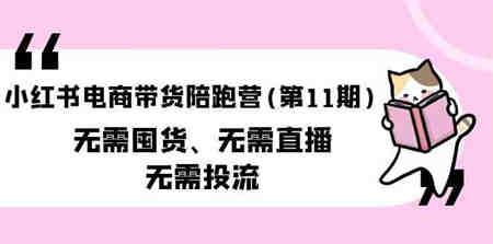 （9996期）小红书电商带货陪跑营(第11期)无需囤货、无需直播、无需投流（送往期10套）-营销武器库