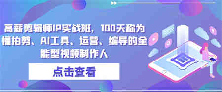 高薪剪辑师IP实战班，100天称为懂拍剪、AI工具、运营、编导的全能型视频制作人-营销武器库