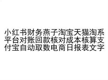 小红书财务燕子淘宝天猫淘系平台对账回款核对成本核算支付宝自动取数电商日报表-营销武器库