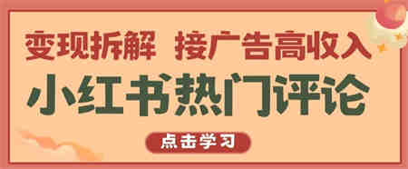 小红书热门评论，变现拆解，接广告高收入【揭秘 】-营销武器库