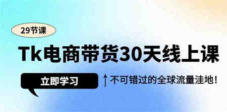 Tk电商带货30天线上课，不可错过的全球流量洼地（29节课）-营销武器库