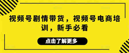 视频号剧情带货，视频号电商培训，新手必看-营销武器库