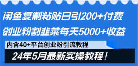 闲鱼复制粘贴日引200+付费创业粉，24年5月最新方法！割韭菜日稳定5000+收益-营销武器库