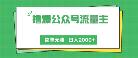 （10310期）撸爆公众号流量主，简单无脑，单日变现2000+-营销武器库