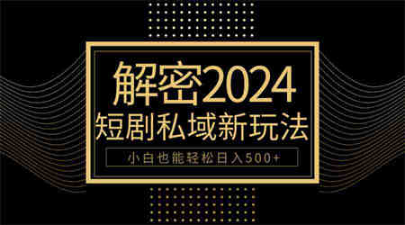 （9951期）10分钟教会你2024玩转短剧私域变现，小白也能轻松日入500+-营销武器库