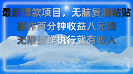 最新爆款项目，无脑复制粘贴，操作两分钟收益八元钱，无限操作执行就有收入-营销武器库