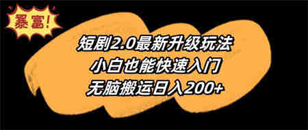 （9375期）短剧2.0最新升级玩法，小白也能快速入门，无脑搬运日入200+-营销武器库