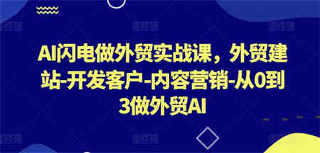 AI闪电做外贸实战课，​外贸建站-开发客户-内容营销-从0到3做外贸AI-营销武器库