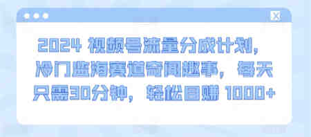 2024视频号流量分成计划，冷门监海赛道奇闻趣事，每天只需30分钟，轻松目赚 1000+-营销武器库