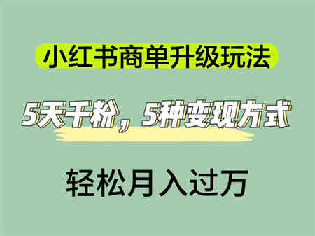 小红书商单升级玩法，5天千粉，5种变现渠道，轻松月入1万+-营销武器库