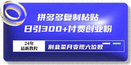 （9129期）拼多多复制粘贴日引300+付费创业粉，割韭菜月变现六位数最新教程！-营销武器库