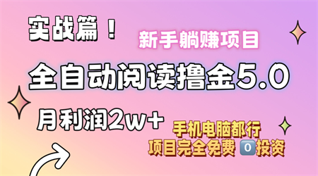 小说全自动阅读撸金5.0 操作简单 可批量操作 零门槛！小白无脑上手月入2w+-营销武器库