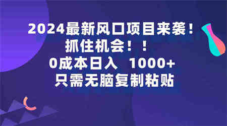 （9899期）2024最新风口项目来袭，抓住机会，0成本一部手机日入1000+，只需无脑复…-营销武器库