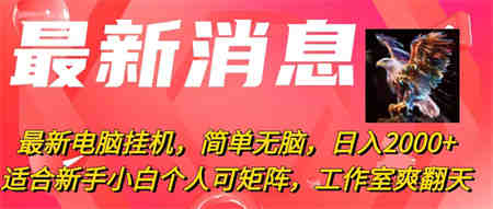 （10800期）最新电脑挂机，简单无脑，日入2000+适合新手小白个人可矩阵，工作室模…-营销武器库