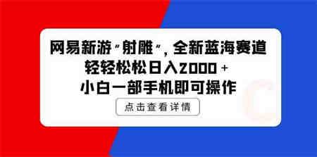 （9936期）网易新游 射雕 全新蓝海赛道，轻松日入2000＋小白一部手机即可操作-营销武器库