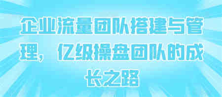 企业流量团队搭建与管理，亿级操盘团队的成长之路-营销武器库