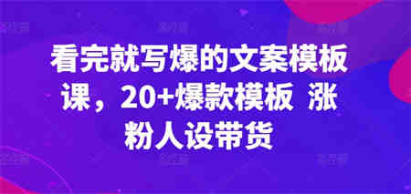 看完就写爆的文案模板课，20+爆款模板  涨粉人设带货-营销武器库