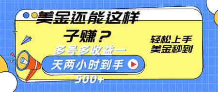 美金还能这样子赚？轻松上手，美金秒到账 多号多收益，一天 两小时，到手500+-营销武器库