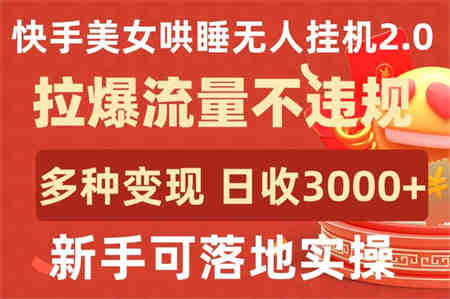 快手美女哄睡无人挂机2.0.拉爆流量不违规，多种变现途径，日收3000+，新手可落地实操-营销武器库