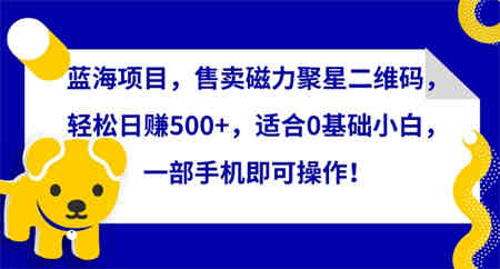 蓝海项目，售卖磁力聚星二维码，轻松日赚500+，适合0基础小白，一部手机即可操作-营销武器库