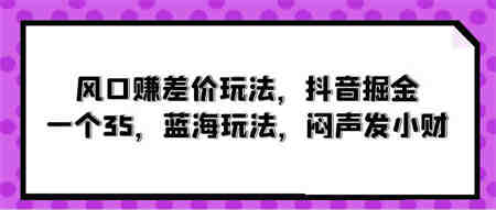 （10022期）风口赚差价玩法，抖音掘金，一个35，蓝海玩法，闷声发小财-营销武器库