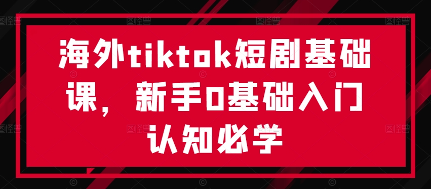 海外tiktok短剧基础课，新手0基础入门认知必学-营销武器库