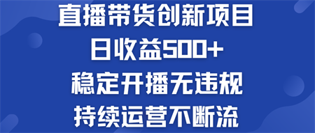 直播带货创新项目：日收益500+  稳定开播无违规  持续运营不断流-营销武器库