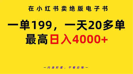 （9401期）在小红书卖绝版电子书，一单199 一天最多搞20多单，最高日入4000+教程+资料-营销武器库