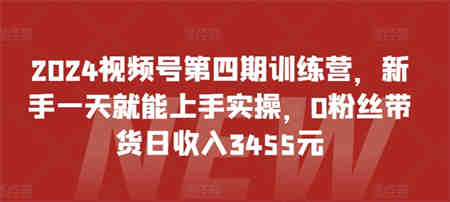 2024视频号第四期训练营，新手一天就能上手实操，0粉丝带货日收入3455元-营销武器库