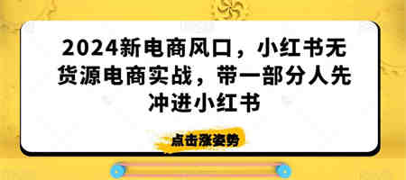 2024新电商风口，小红书无货源电商实战，带一部分人先冲进小红书-营销武器库