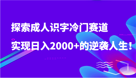 探索成人识字冷门赛道，实现日入2000+的逆袭人生！-营销武器库