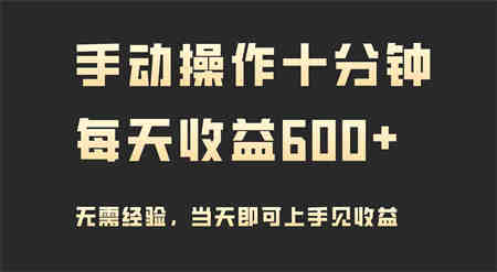 （9324期）手动操作十分钟，每天收益600+，当天实操当天见收益-营销武器库