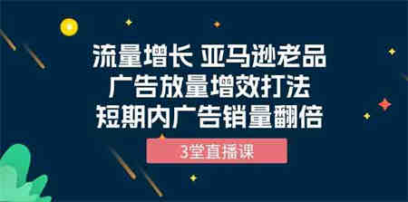 流量增长 亚马逊老品广告放量增效打法，短期内广告销量翻倍（3堂直播课）-营销武器库