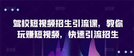 驾校短视频招生引流课，教你玩赚短视频，快速引流招生-营销武器库