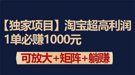 独家淘宝超高利润项目：1单必赚1000元，可放大可矩阵操作-营销武器库