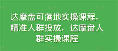 达摩盘可落地实操课程，精准人群投放，达摩盘人群实操课程-营销武器库