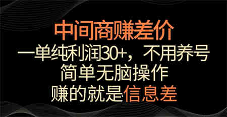 中间商赚差价，一单纯利润30+，简单无脑操作，赚的就是信息差，轻轻松松日入1000+-营销武器库