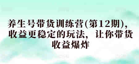 养生号带货训练营(第12期)，收益更稳定的玩法，让你带货收益爆炸-营销武器库