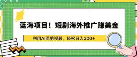 蓝海项目!短剧海外推广赚美金，利用AI混剪视频，轻松日入300+-营销武器库