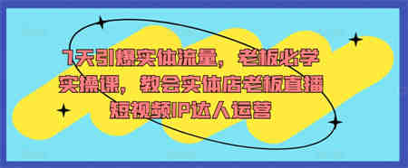 7天引爆实体流量，老板必学实操课，教会实体店老板直播短视频IP达人运营-营销武器库