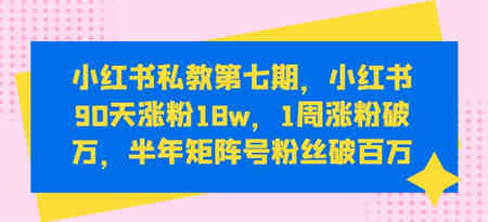 小红书私教第七期，小红书90天涨粉18w，1周涨粉破万，半年矩阵号粉丝破百万-营销武器库