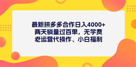 最新拼多多项目日入4000+两天销量过百单，无学费、老运营代操作、小白福利-营销武器库