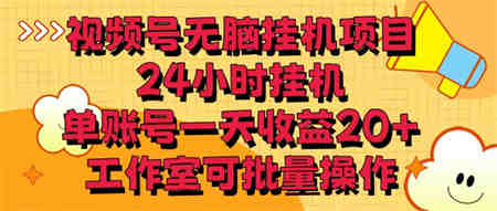 视频号无脑挂机项目，24小时挂机，单账号一天收益20＋，工作室可批量操作-营销武器库