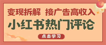 小红书热门评论，变现拆解，接广告高收入-营销武器库