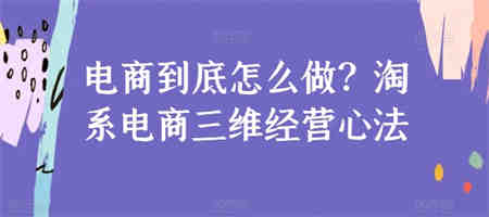 电商到底怎么做？淘系电商三维经营心法-营销武器库