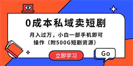 （10226期）0成本私域卖短剧，月入过万，小白一部手机即可操作（附500G短剧资源）-营销武器库