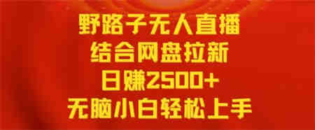 野路子无人直播结合网盘拉新，日赚2500+，小白无脑轻松上手-营销武器库