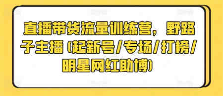 直播带货流量训练营，野路子主播(起新号/专场/打榜/明星网红助博)-营销武器库