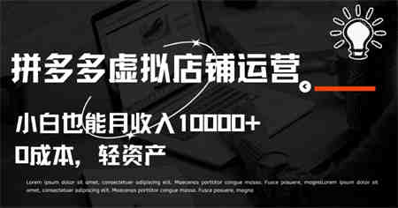 拼多多虚拟店铺运营小白也能月收入10000+-营销武器库